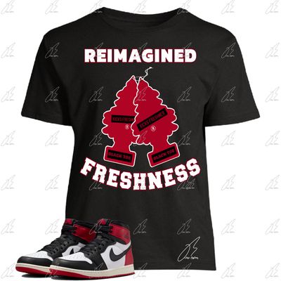 Jordan 1 Black Toe Reimagined Matching T-Shirt, Fresh Trees Sneaker Graphic Tee