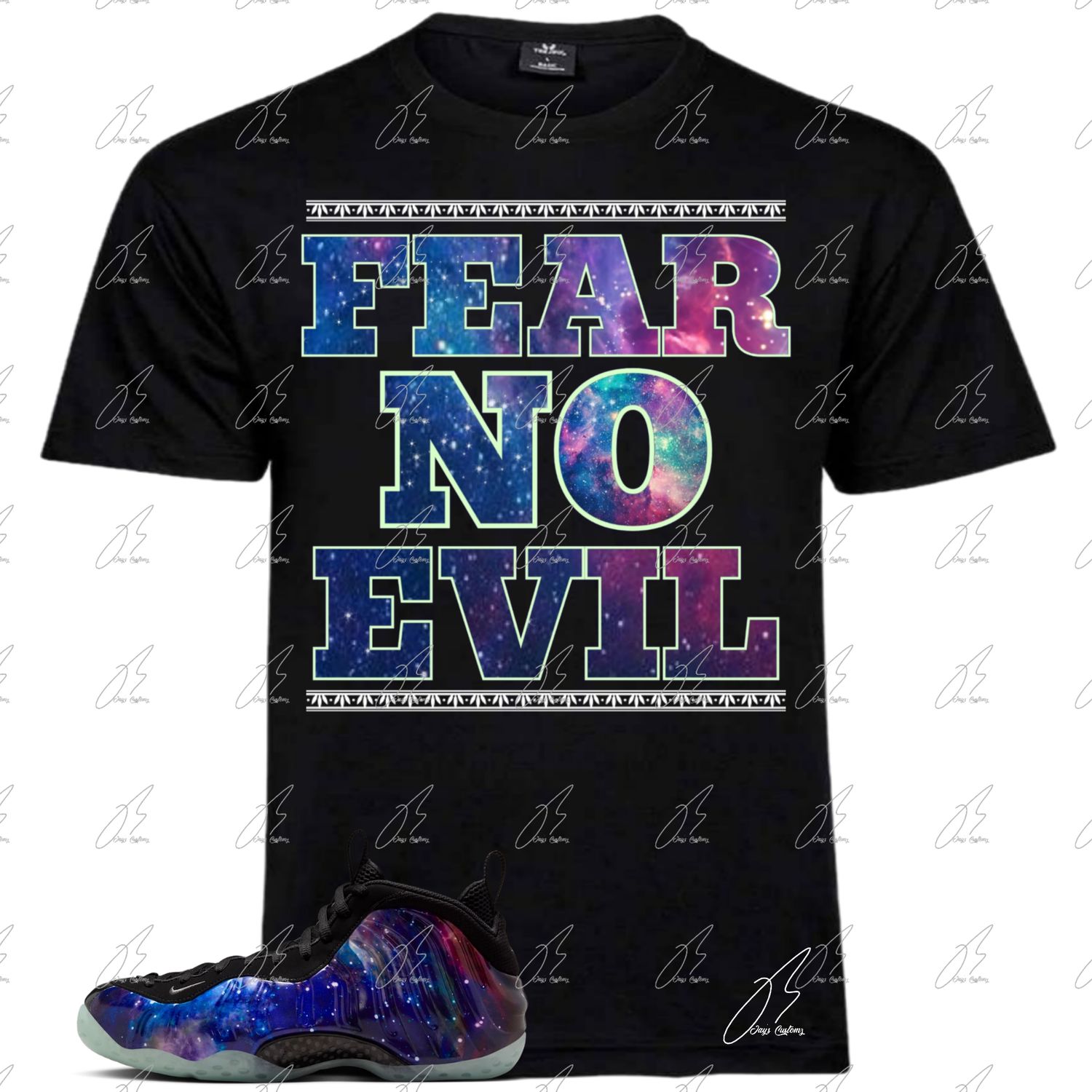 Air Foamposite One Galaxy Matching T-Shirt, Fear No Evil Sneaker Graphic Tee