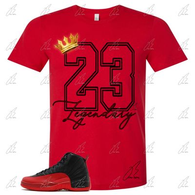 Jordan 12 Flu Game Matching T-Shirt, 23 Legendary Sneaker Graphic Tee