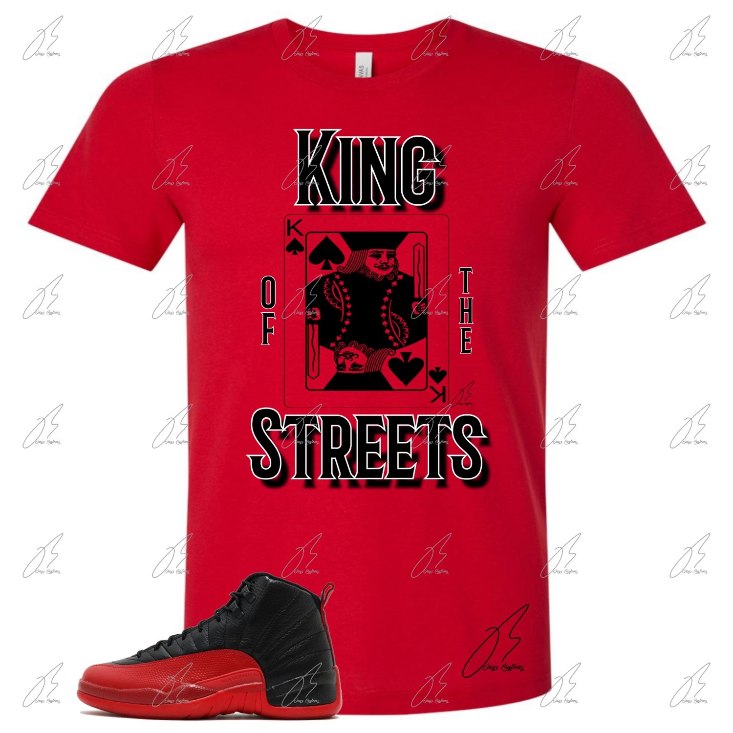 Jordan 12 Flu Game Matching T-Shirt, King of the Streets Sneaker Graphic Tee