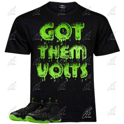 Air Foamposite One Black Volt/Green Matching T-Shirt, Got Them Sneaker Graphic Tee
