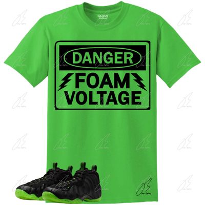 Air Foamposite One Black Volt/Green Matching T-Shirt, Foam Voltage Sneaker Graphic Tee