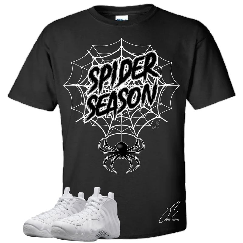 Air Foamposite One Triple White Matching T-Shirt, Spider Season Sneaker Graphic Tee