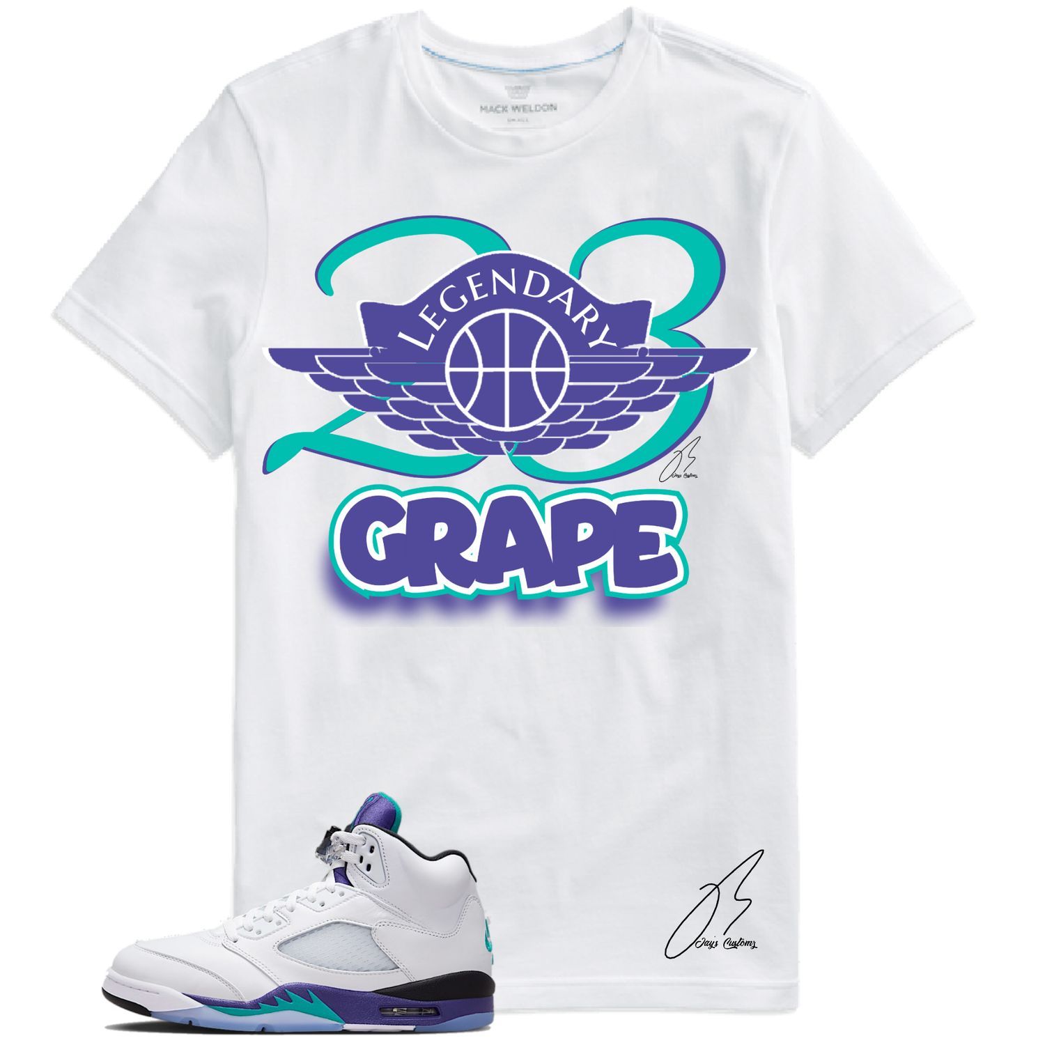 Jordan 5 Grape Matching T-Shirt, 23 Wing Sneaker Graphic Tee