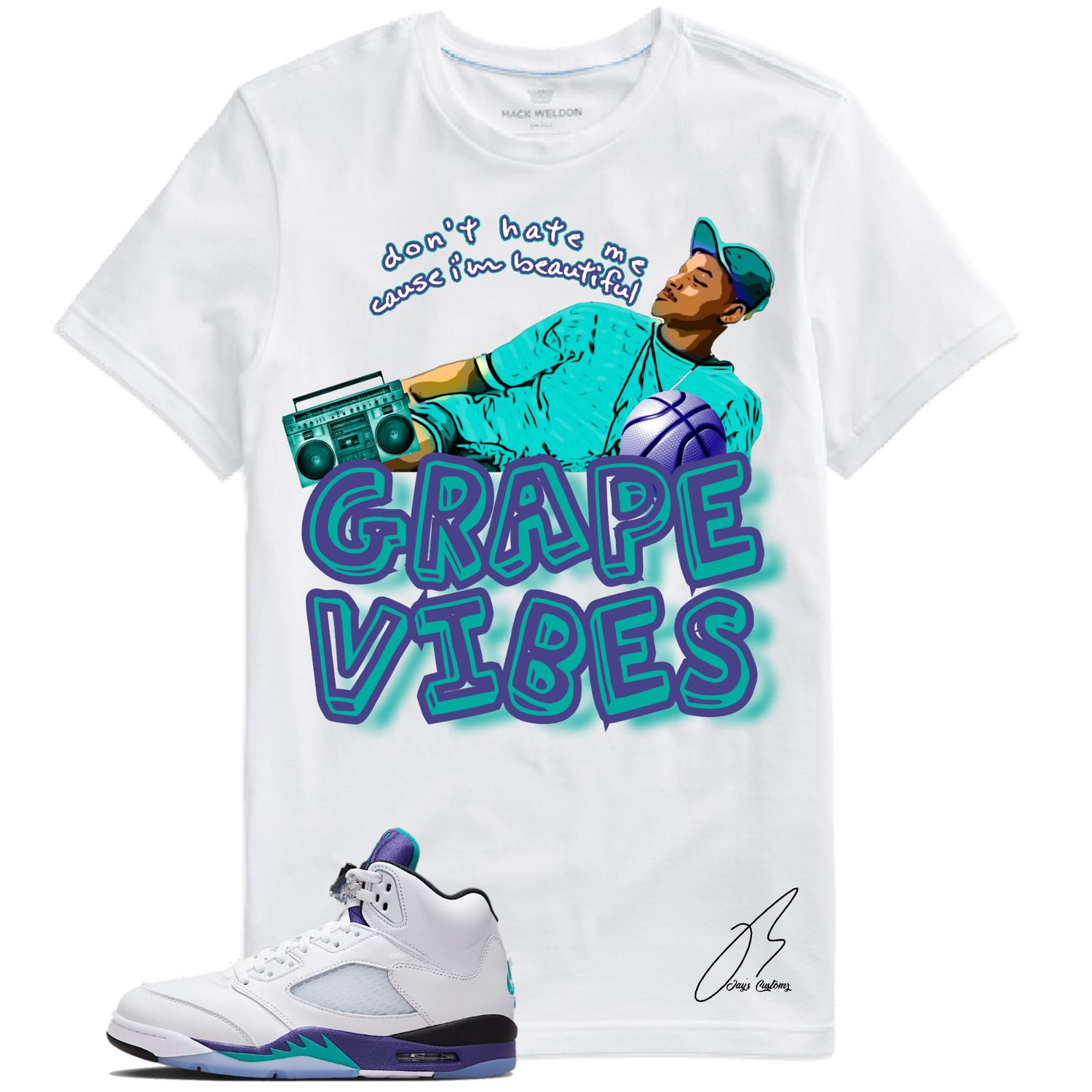 Jordan 5 Grape Matching T-Shirt, Grape Vibes Sneaker Graphic Tee