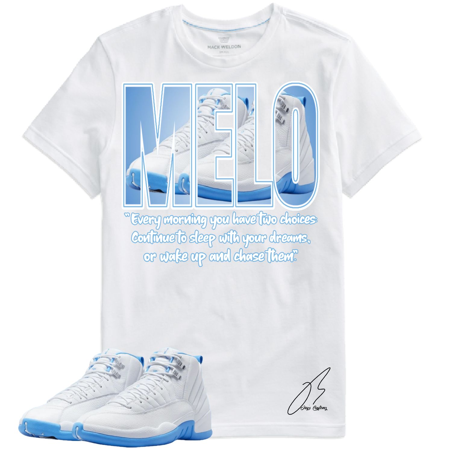 Jordan 12 Melo Matching T-Shirt,UNC Sneaker Graphic Tee