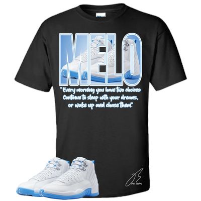 Jordan 12 Melo Matching T-Shirt,UNC Sneaker Graphic Tee