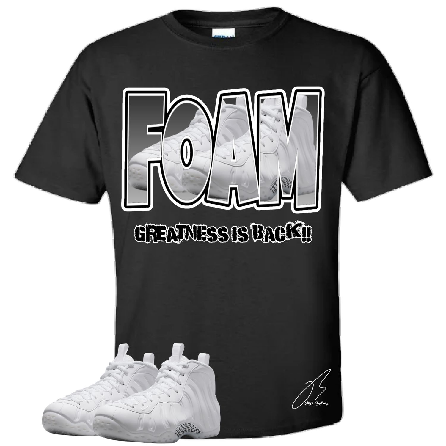 Air Foamposite One Triple White Matching T-Shirt, Foam Sneaker Graphic Tee