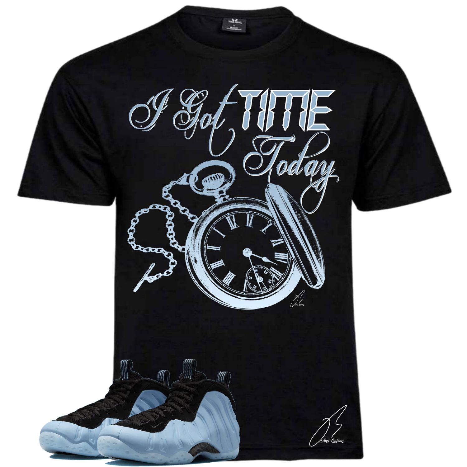 Air Foamposite One Psychic Blue Matching T-Shirt, Got Time Today Sneaker Graphic Tee