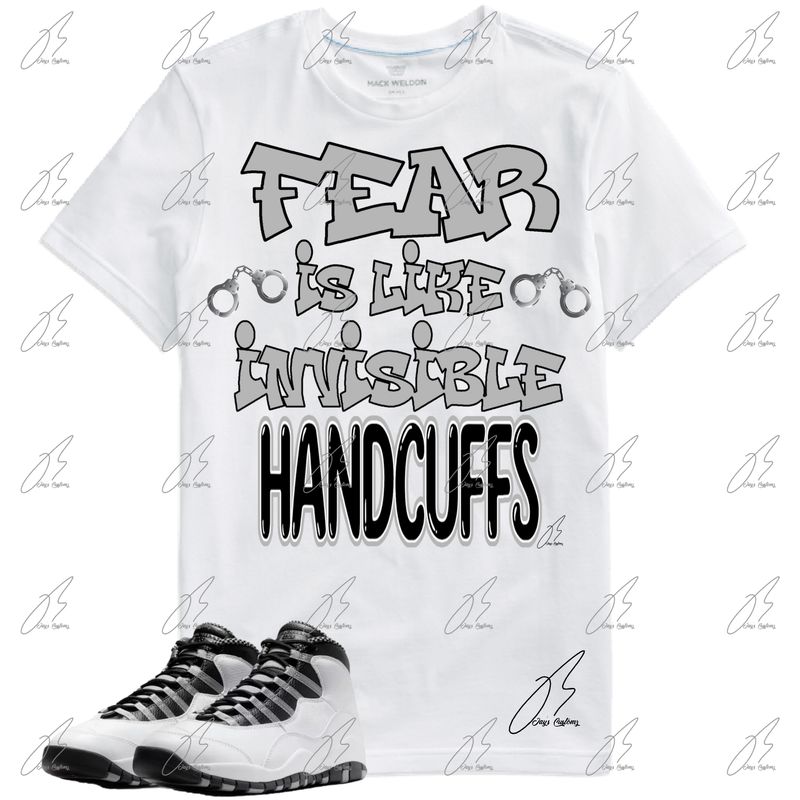 Jordan 10 Steel Matching T-Shirt, Handcuffs Sneaker Graphic Tee