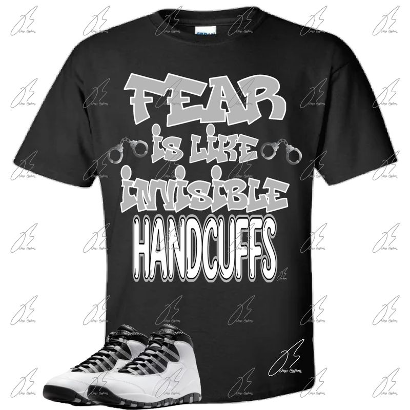 Jordan 10 Steel Matching T-Shirt, Handcuffs Sneaker Graphic Tee