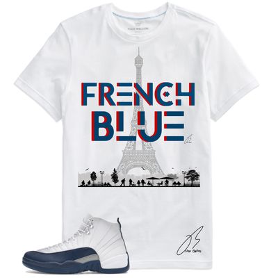 Jordan 12 French Blue Matching T-Shirt, Eiffel Sneaker Graphic Tee
