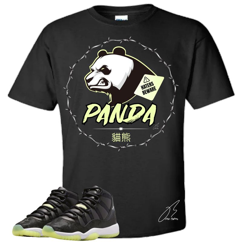 Jordan 11 Inner Beast/Barely Volt Matching T-Shirt, Panda Sneaker Graphic Tee