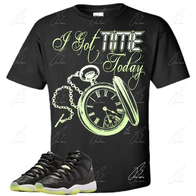 Jordan 11 Inner Beast/Barely Volt Matching T-Shirt, Got Time Today Sneaker Graphic Tee