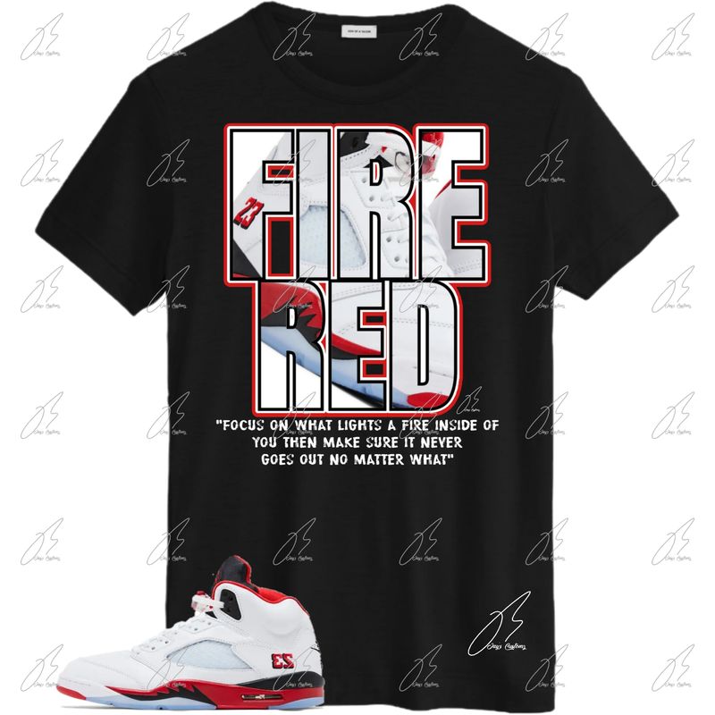 Jordan 5 Fire Red Matching T-Shirt, Unisex Sneaker Graphic Tee