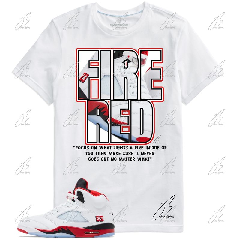 Jordan 5 Fire Red Matching T-Shirt, Unisex Sneaker Graphic Tee