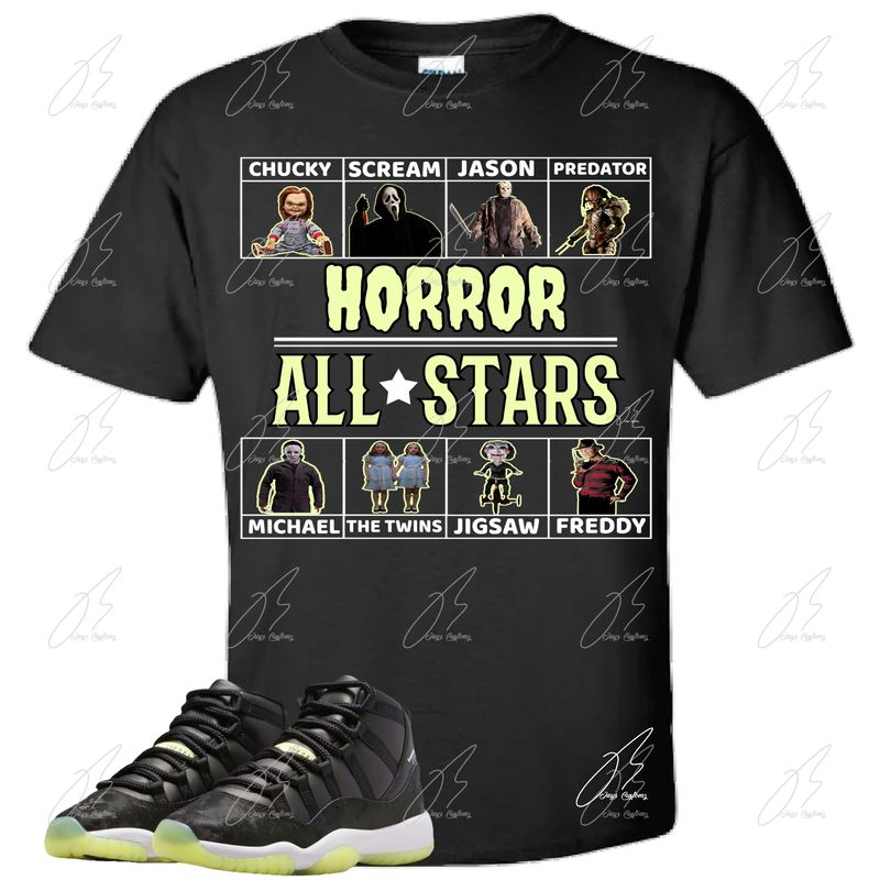 Jordan 11 Inner Beast/Barely Volt Matching T-Shirt, Horror Sneaker Graphic Tee