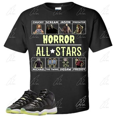 Jordan 11 Inner Beast/Barely Volt Matching T-Shirt, Horror Sneaker Graphic Tee