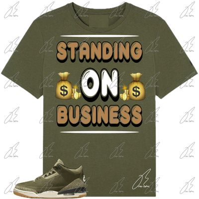 Jordan 3 Family Affair Olive Matching T-Shirt, On Business Sneaker Graphic Tee
