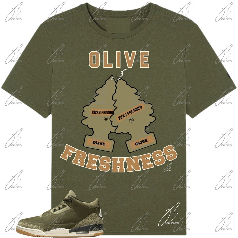 Jordan 3 Family Affair Olive Matching T-Shirt, Freshness Sneaker Graphic Tee
