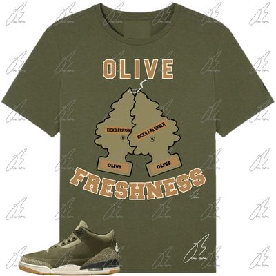 Jordan 3 Family Affair Olive Matching T-Shirt, Freshness Sneaker Graphic Tee