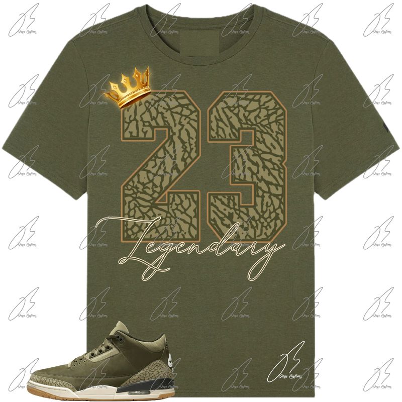Jordan 3 Family Affair Olive Matching T-Shirt, 23 Legendary Sneaker Graphic Tee