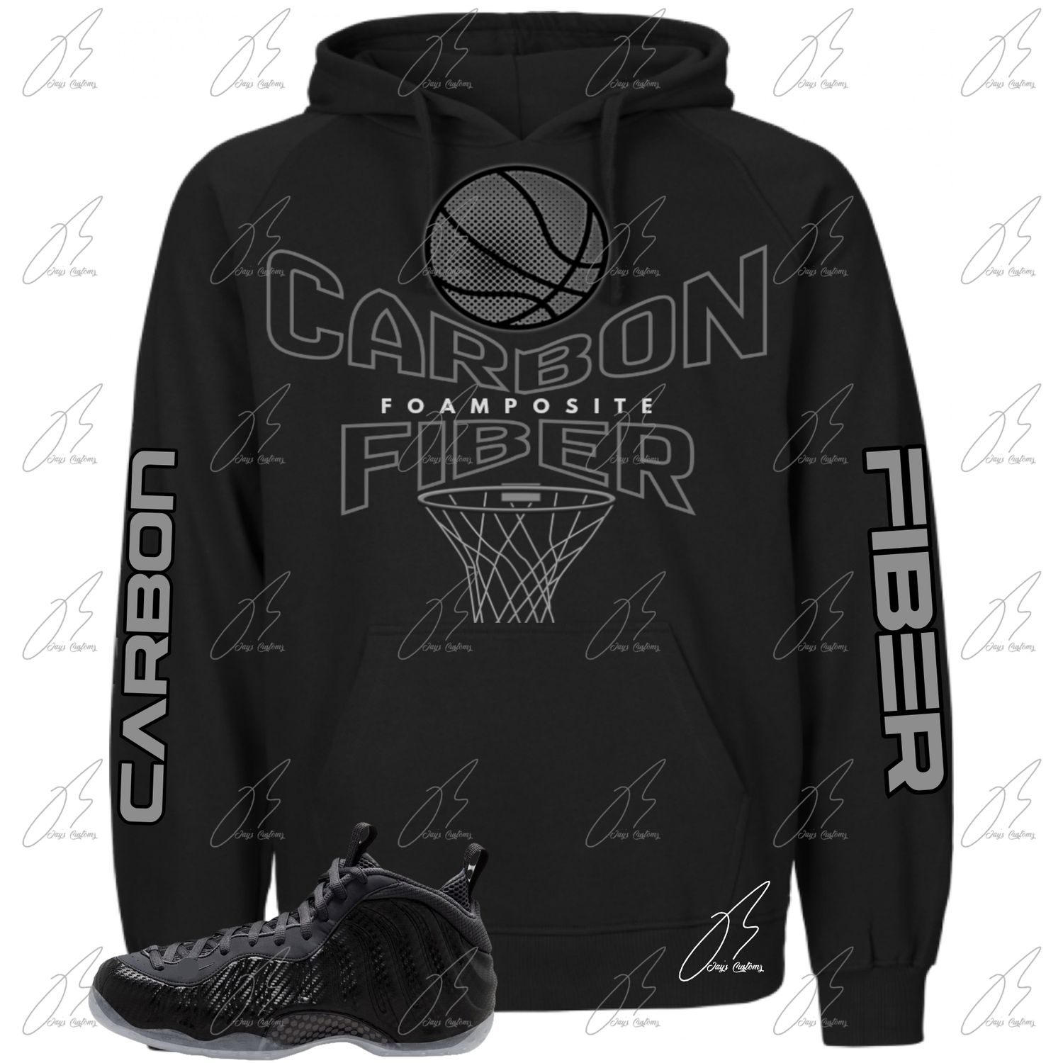 Air Foamposite One Carbon Fiber Matching Hoodie, Foam Sneaker Graphic Tee