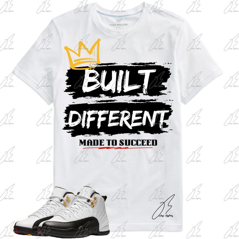 Jordan 12 Taxi Matching T-Shirt, Built Different Sneaker Graphic Tee