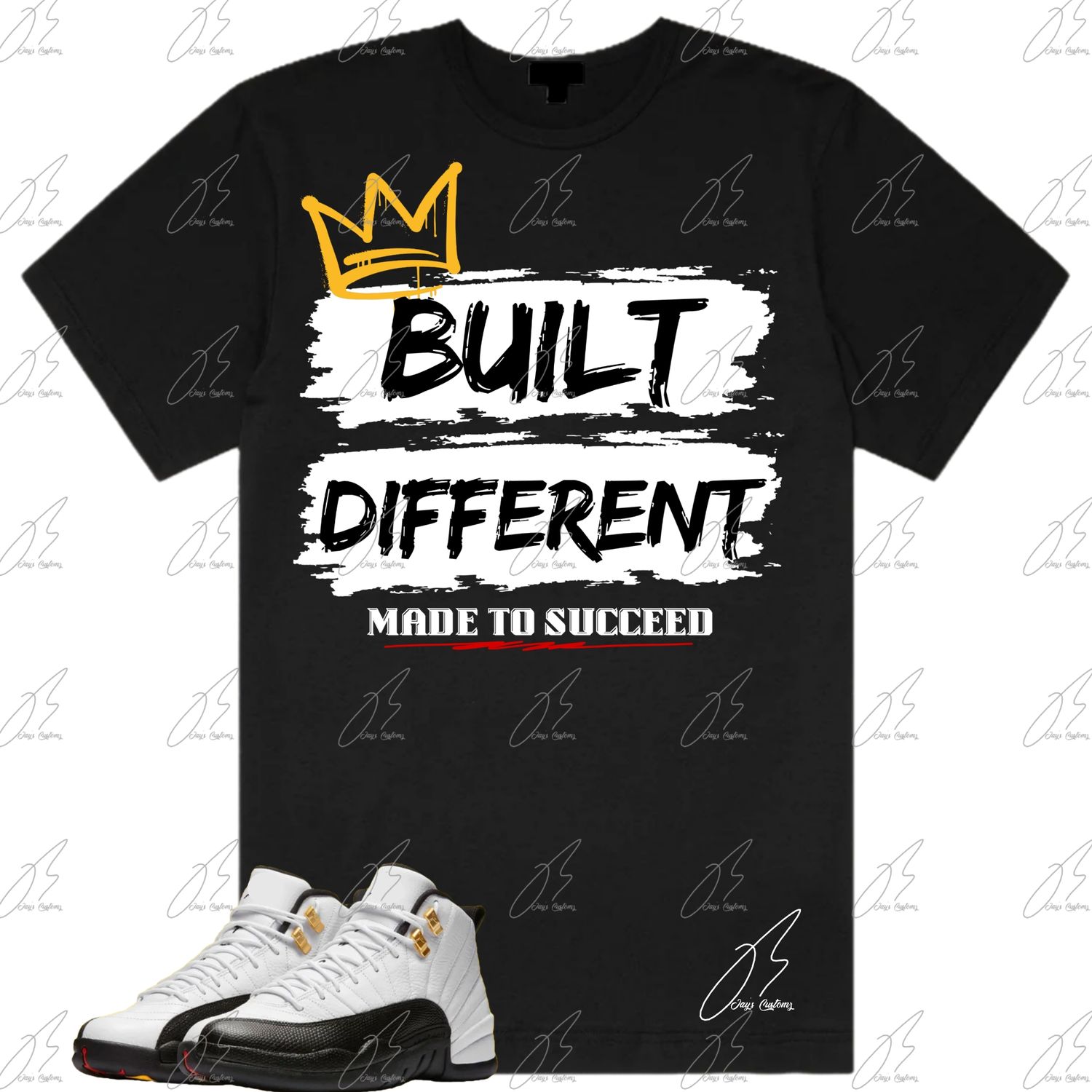 Jordan 12 Taxi Matching T-Shirt, Built Different Sneaker Graphic Tee