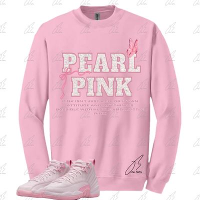 Sweatshirt To Match Jordan 12 Pearl Pink, Embroilered Sneaker Match Graphic Sweater