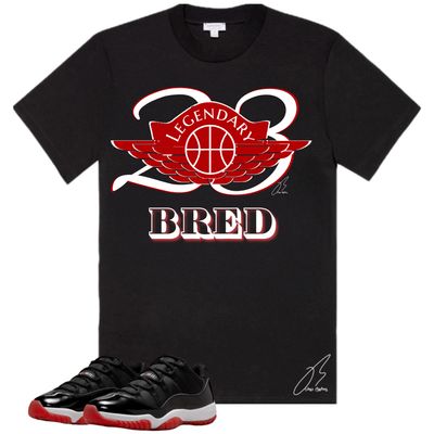 Jordan 11 Bred Red Matching T-Shirt, 23 Wing Sneaker Graphic Tee