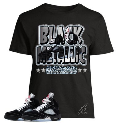 Jordan 5 Black Metallic Reimagined Matching T-Shirt, Stand On Business Unisex Sneaker Graphic Tee