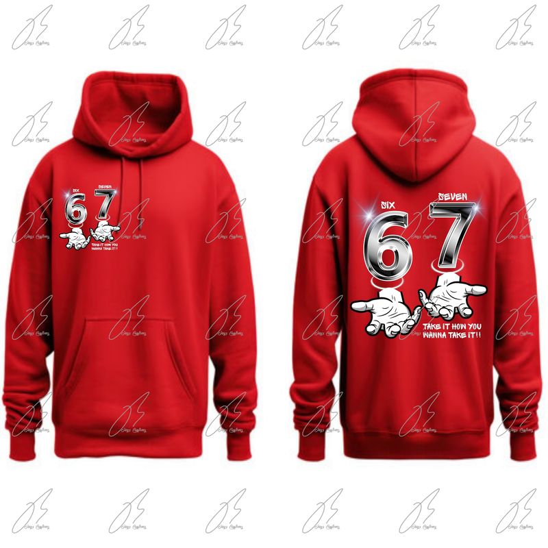 67 Custom Hoodie, Viral Graphic Tee, Multiple Colorways
