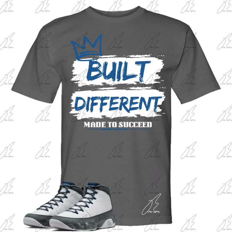 Jordan 9 Flint Grey Matching T-Shirt, Built Different Sneaker Graphic Tee
