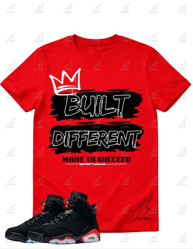 Jordan 6 Infrared Matching T-Shirt, Built Different Sneaker Graphic Tee