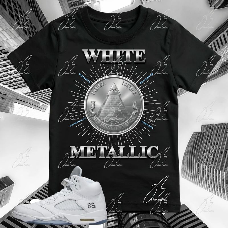 Jordan 5 White Metallic Matching T-Shirt, 23 Sneaker Graphic Tee