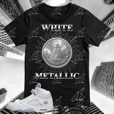 Jordan 5 White Metallic Matching T-Shirt, 23 Sneaker Graphic Tee