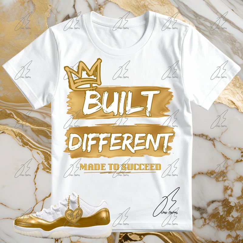 Jordan 11 Gold/Mother's Day Matching T-Shirt, Built Different Sneaker Graphic Tee