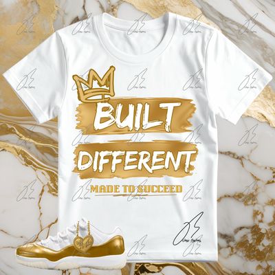 Jordan 11 Gold/Mother's Day Matching T-Shirt, Built Different Sneaker Graphic Tee