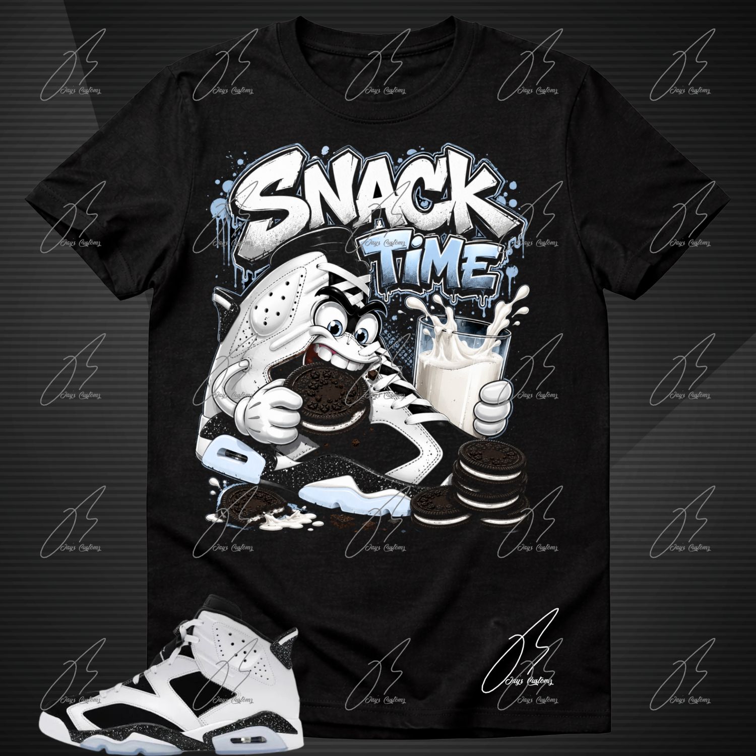 Jordan 6 Oreo Matching T-Shirt, Snack Time Sneaker Graphic Tee