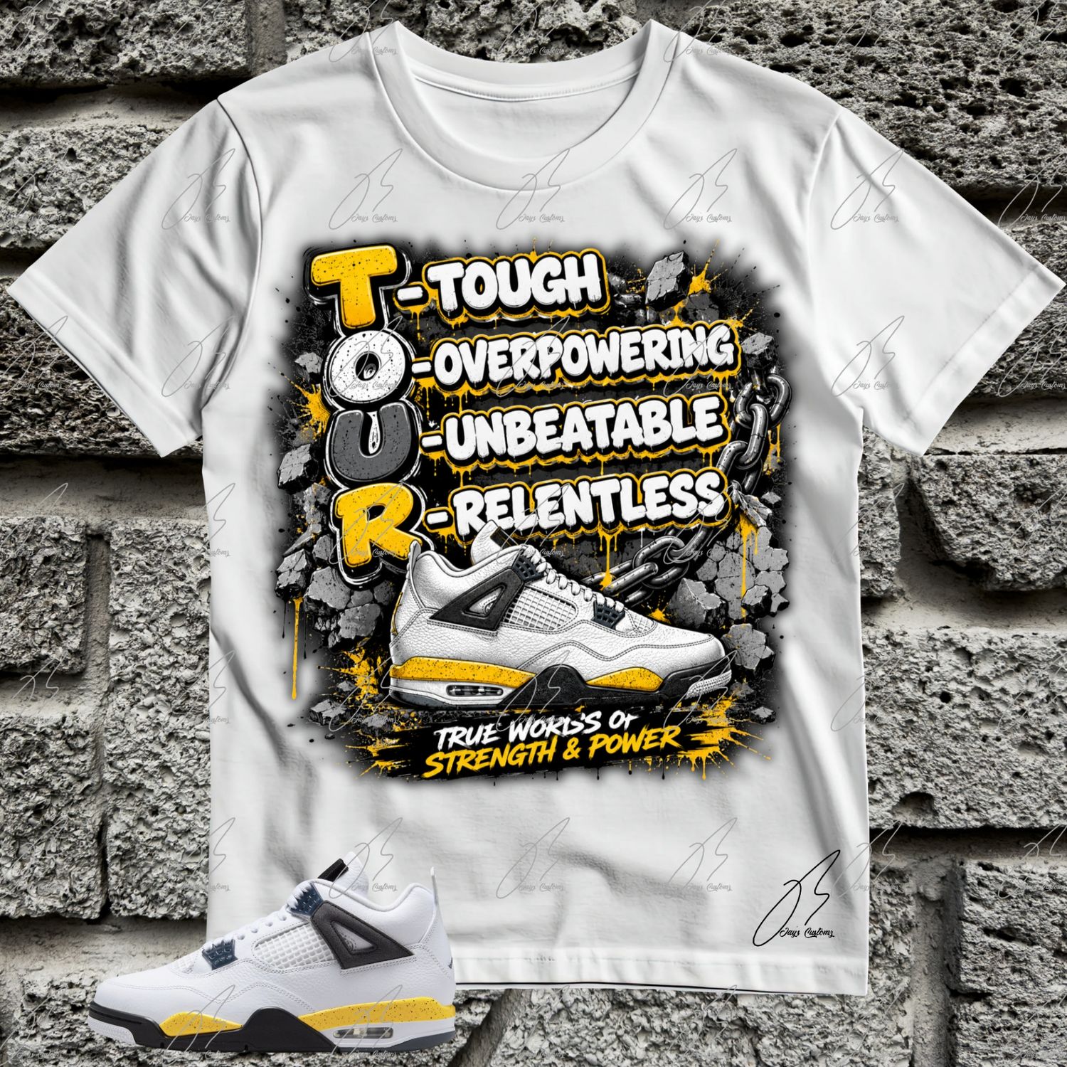 Jordan 4 Tour Yellow Matching T-Shirt, Tough Sneaker Graphic Tee