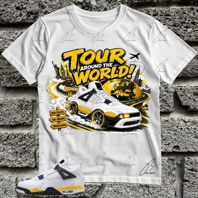 Jordan 4 Tour Yellow Matching T-Shirt, Tour Sneaker Graphic Tee