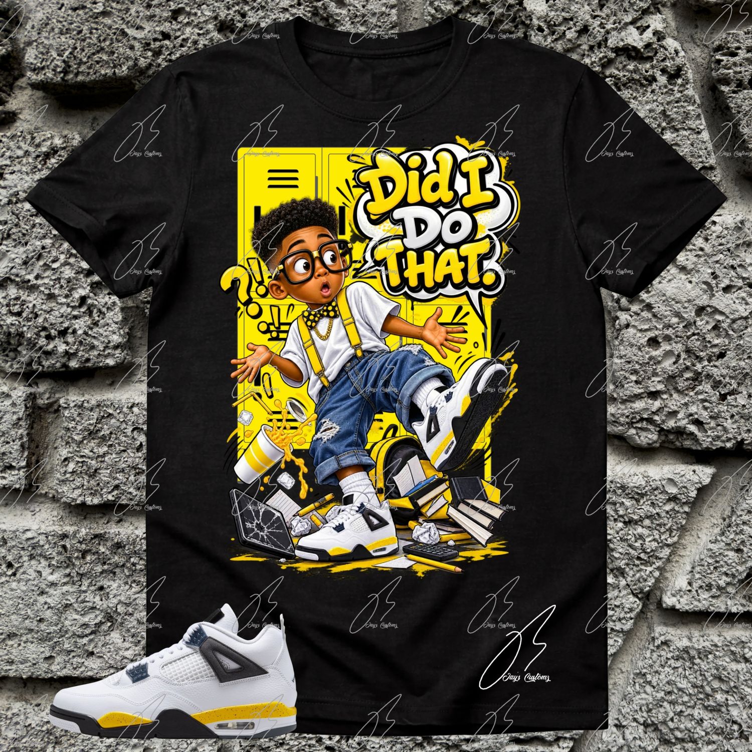 Jordan 4 Tour Yellow Matching T-Shirt, Nerd Sneaker Graphic Tee