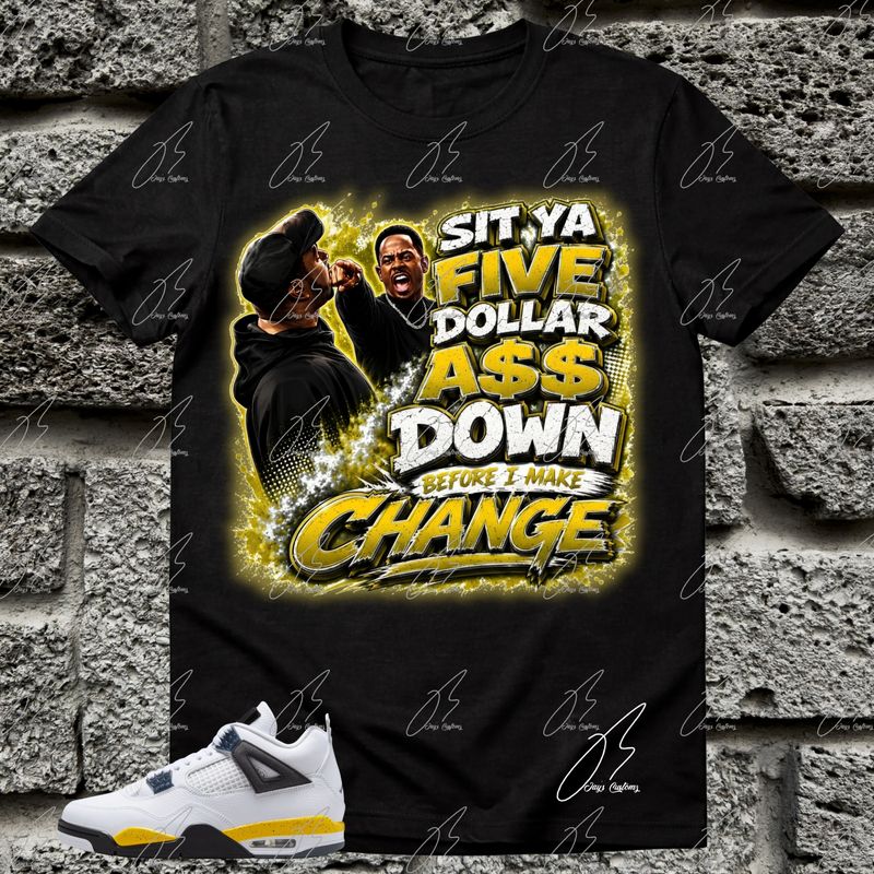 Jordan 4 Tour Yellow Matching T-Shirt, Sit Down Sneaker Graphic Tee