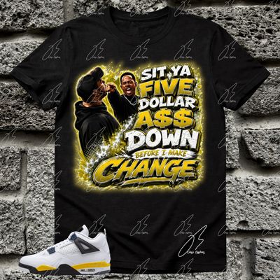 Jordan 4 Tour Yellow Matching T-Shirt, Sit Down Sneaker Graphic Tee