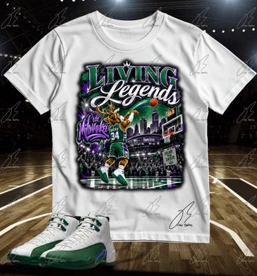 Jordan 12 Bucks Green Matching T-Shirt, Last Shot Sneaker Graphic Tee