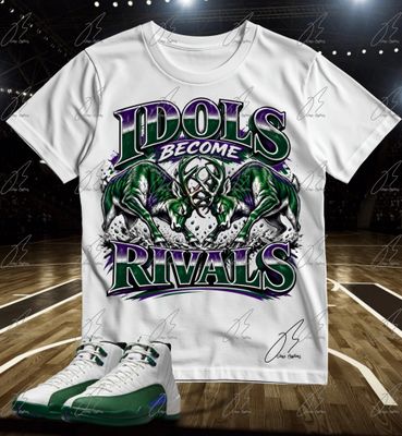Jordan 12 Bucks Green Matching T-Shirt, Deer Sneaker Graphic Tee