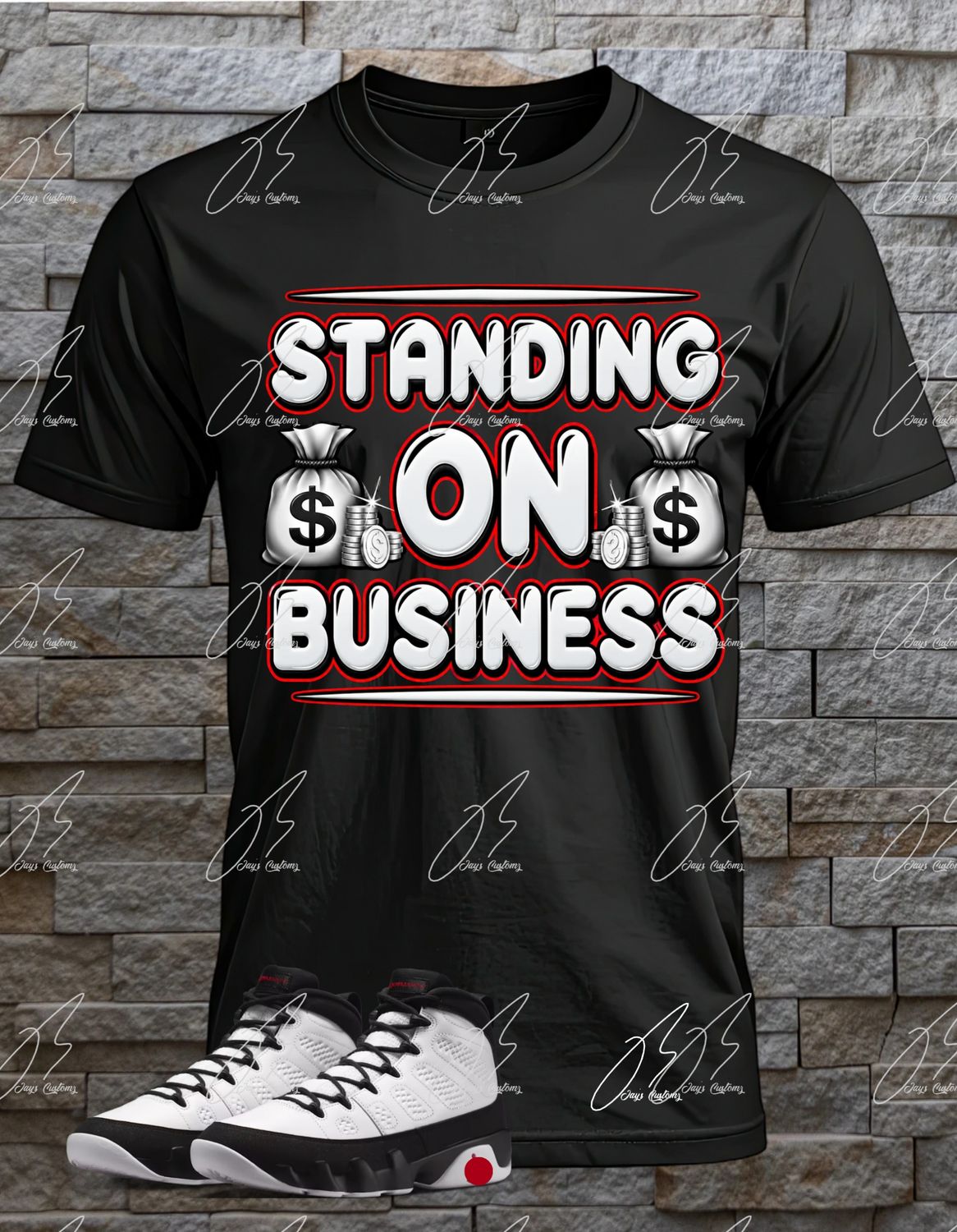 Jordan 9 Space Jam Matching T-Shirt, On Business Sneaker Graphic Tee