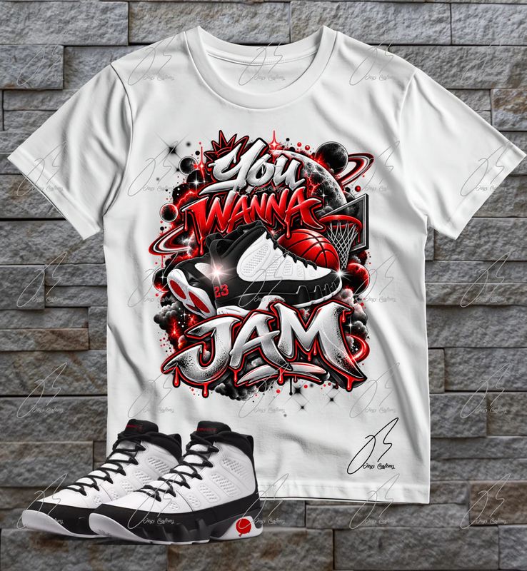 Jordan 9 Space Jam Matching T-Shirt, Jam Sneaker Graphic Tee