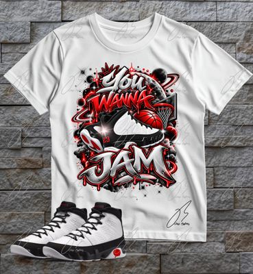 Jordan 9 Space Jam Matching T-Shirt, Jam Sneaker Graphic Tee